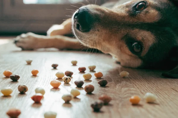 Assortment of small soft training treats laid out showing appropriate size and variety for dog training