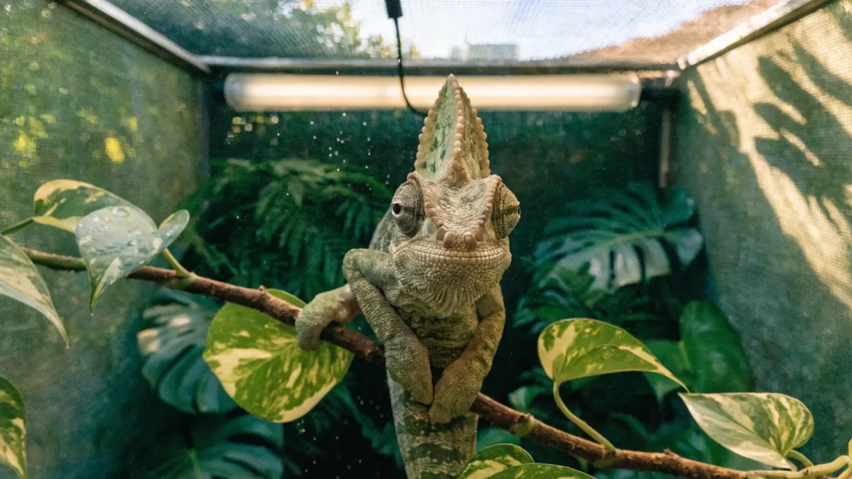 Chameleon Enclosure Setup: Mesh Cages, Plants, and Drainage