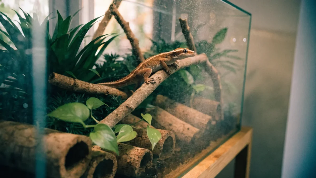 Crested Gecko Habitat Setup: Vertical Tanks, Plants, and Misting