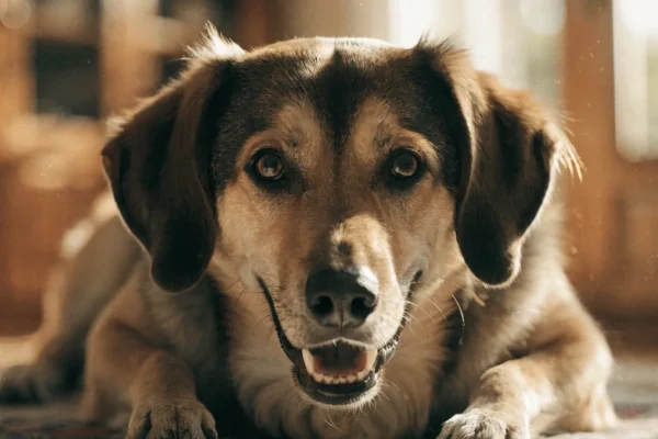 Dog with healthy teeth and gums, photographed showing oral cavity