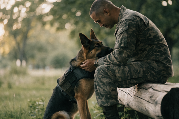 A military veteran finds peace and emotional support from his loyal German Shepherd PTSD service dog.